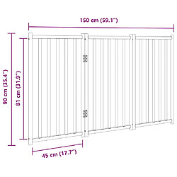 vidaXL Barrière pour chien pliable 3 panneaux 150 cm bois sapin massif pas cher