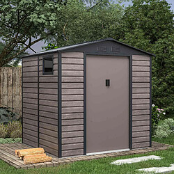 Abri de Jardin en Métal Gardiun Surrey 4,07 m2 Extérieur 213x191x211 cm en Acier avec Fenêtre Latérale et Effect Bois Grainé