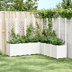 Maison Chic Jardinière,Bac à fleurs avec treillis - pot de fleur blanc 160x160x140 cm PP -GKD45530