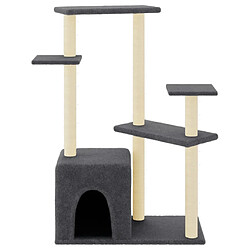 Helloshop26 Arbre à chat meuble tour grimper jouet grattage grattoir escalade plateforme avec griffoirs en sisal foncé 107,5 cm gris 02_0022638