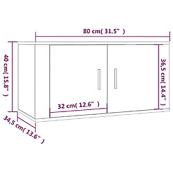 vidaXL Meuble TV mural Sonoma gris 80x34,5x40 cm pas cher