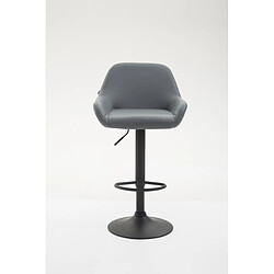 Decoshop26 Tabouret de bar chaise haute lounge en synthétique gris pieds métal noir mat 10_0000094