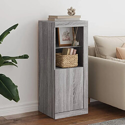 Maison Chic Commode Buffet - Meuble de rangement avec lumières LED sonoma gris 41x37x100 cm -GKD98324