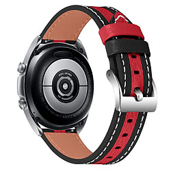 Bracelet en cuir véritable épissage de couleur (20mm), noir/rouge pour votre Garmin Forerunner 645/Forerunner 645 Music