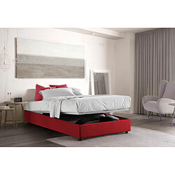 Autrement Talamo Italia Silvia lit queen size avec conteneur, Made in Italy, en tissu amovible, 120x190 cm, avec ouverture frontale, Rouge.