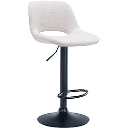 Decoshop26 Tabouret de bar chaise haute x1 avec repose-pieds en tissu crème piètement métallique noir 10_0004614