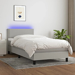 Sommier à lattes et matelas LED,Cadre à lattes de lit pour Adulte Gris clair 100x200 cm Tissu -MN43683