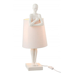 Dansmamaison Lampe Figurine Soutien Resine Blanc