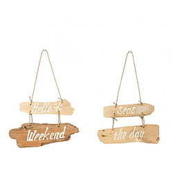 Dansmamaison Pancarte Hello Weekend + Seas The Day Bois Flotte Naturel Assortiment De 2