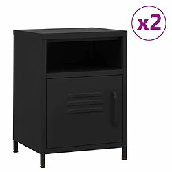 Maison Chic Lot de 2 Tables de chevet - Tables de Nuit Noir 35x35x51 cm Acier