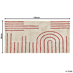 Beliani Tapis en coton 80 x 150 cm beige et rouge TIRUPATI