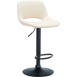 Decoshop26 Tabouret de bar chaise haute x1 avec repose-pieds en PVC crème piètement métallique noir 10_0004585