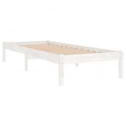 Maison Chic Lit Moderne Chambre - Cadre/structure de lit pour adulte Blanc Bois massif 90x190 cm Simple -MN55634 pas cher