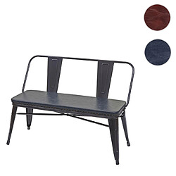 Mendler Banc à 2 places, HWC-H10, pour vestiaire, salle à manger, design industriel-vintage, similicuir ~ noir-gris