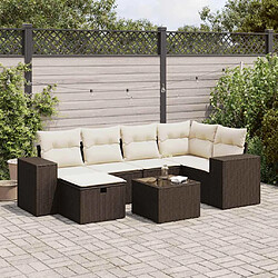 vidaXL Salon de jardin avec coussins 7 pcs marron résine tressée