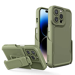 Coque en TPU anti-chocs avec béquille à clip amovible pour votre iPhone 14 Pro Max - vert armé