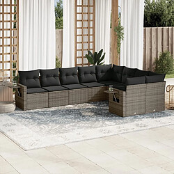 Maison Chic Salon de jardin 9 pcs avec coussins | Ensemble de Table et chaises | Mobilier d'Extérieur gris résine tressée -GKD69153