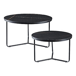 Helloshop26 Set de 2 tables basses gigognes poxdorf effet marbre noir 03_0008359