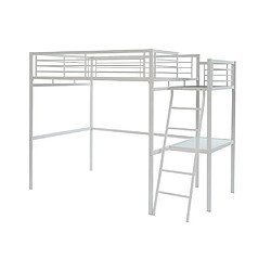 Vente-Unique Lit mezzanine CASUAL II - 140 x 190 cm - plateforme bureau - Blanc + matelas pas cher