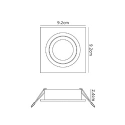 Inspired Downlight encastré pivotant carré 9,2 cm 1 x GU10 Max 50W aluminium