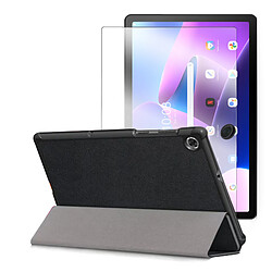 Etui en simili cuir + verre trempé pour Lenovo Tab M10 Plus (3rd Gen) - Noir - Visiodirect -