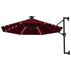 vidaXL Parasol mural de jardin avec LED 300 cm bordeaux