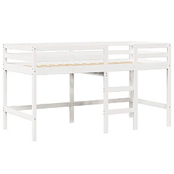 Acheter Vidaxl Lit superposé et échelle et toit blanc 80x200cm bois pin massif