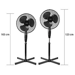 NEDIS Ventilateur sur pied Noir 3 Vitesses 40CM Oscillation 45 W Hauteur réglable