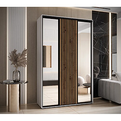 Abiks Meble Armoire LANKO 2 À Portes Coulissantes 235,2/150/45 3 Portes (Blanc/Artisan)