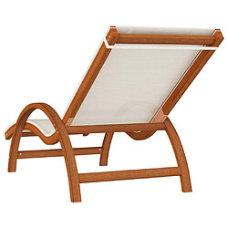 Maison Chic Chaise longue avec coussin | Bain de soleil Relax | Transat blanc textilène/bois massif peuplier -GKD92986 pas cher