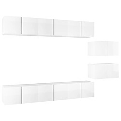 vidaXL Meubles TV 8 pcs Blanc brillant Bois d'ingénierie