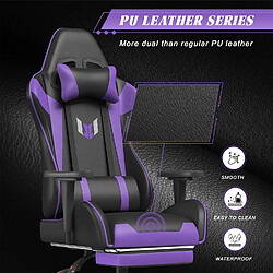 Avis Chaise Gaming - Chaise de jeu ergonomique - Chaise pivotante Rattantree avec repose-pieds - Chaise d'ordinateur avec support lombaire et appui-tête - Chaise de bureau inclinable à 150 degrés - Violet