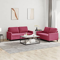 Maison Chic Ensemble de canapés 2 pcs avec coussins, Canapé droit Sofa pour Salon Rouge bordeaux Velours -GKD546370