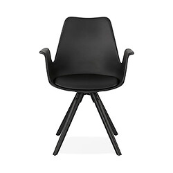 Mes Fauteuil design noir et piètement en bois noir - SHAFT