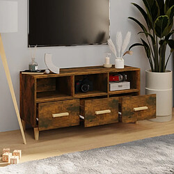 Avis Maison Chic Meuble TV scandinave - Banc TV pour salon Chêne fumé 102x36x50 cm Bois d'ingénierie -MN98015