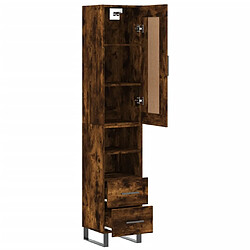 Avis vidaXL Buffet haut Chêne fumé 34,5x34x180 cm Bois d'ingénierie