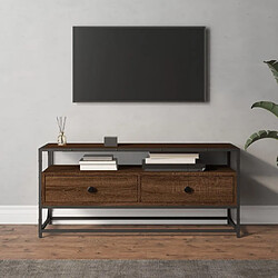 Maison Chic Meuble TV scandinave - Banc TV pour salon chêne marron 100x35x45 cm bois d'ingénierie -MN54934