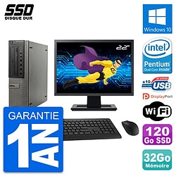 PC DELL OptiPlex 990 DT Ecran 22" Intel G630 RAM 32Go SSD 120Go Windows 10 Wifi - Occasion