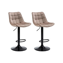 Vente-Unique Lot de 2 tabourets de bar en velours et métal noir - Beige - LIMA II