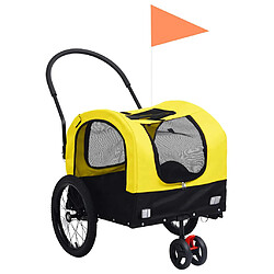 vidaXL Remorque de vélo pour chiens et poussette 2-en-1 jaune et noir