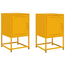 vidaXL Tables de chevet 2 pcs jaune moutarde 36x39x60,5 cm acier