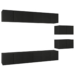 vidaXL Meubles TV 8 pcs Noir Bois d'ingénierie