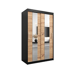 Abiks Meble Armoire Pole à portes coulissantes 200/120/62 2 portes (noir/artisan)