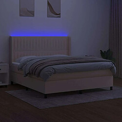 Avis Maison Chic Lit adulte- Lit + matelas + LED,Sommier à lattes de lit matelas et LED Crème 160x200 cm Tissu -GKD95401