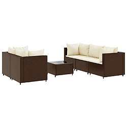 vidaXL Salon de jardin 6 pcs avec coussins Marron Résine tressée