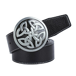 Acheter celtic knot ceintures pu ceinture en cuir ronde celtique boucle pour cowboy jeans noir