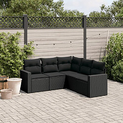 Maison Chic Salon de jardin 5 pcs avec coussins | Ensemble de Table et chaises | Mobilier d'Extérieur noir résine tressée -GKD32927