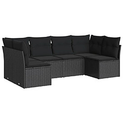 vidaXL Salon de jardin 6 pcs avec coussins noir résine tressée