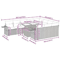 vidaXL Salon de jardin 11 pcs avec coussins beige résine tressée pas cher