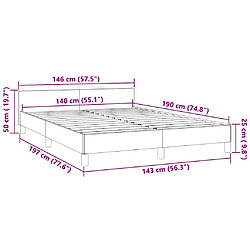 vidaXL Cadre de lit sans matelas bleu foncé 140x190 cm velours pas cher